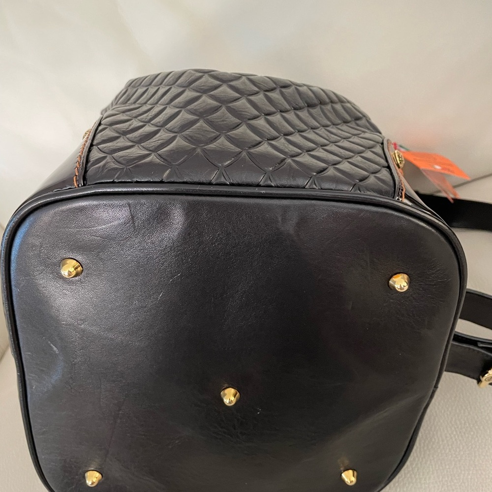 MARINO ORLANDI Italy XL BLACK ShoulderBag/Tote converts to Sling Emboss Leather - Picture 12 of 15
